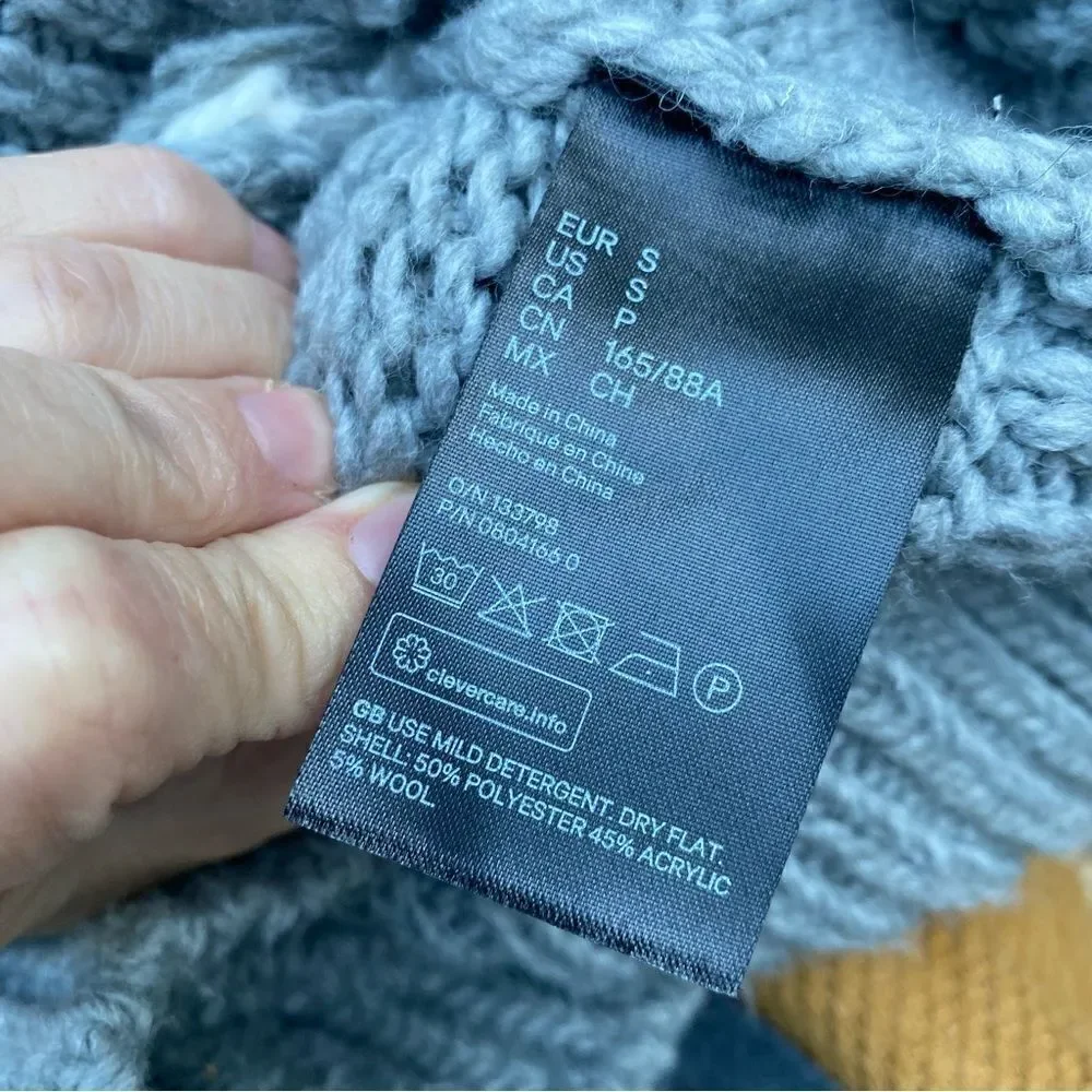 Pringle Of Scotland H&M Jacquard-knit Gray Turtleneck Sweater Size Small